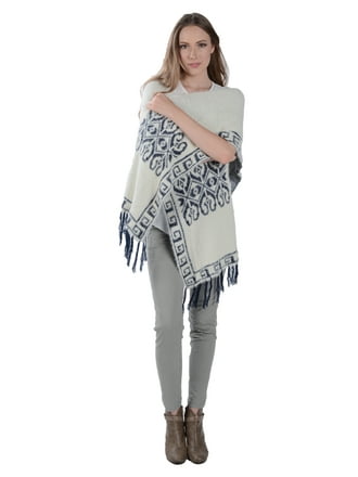 White Mark Classic Multi Colored Eagle Wings Poncho For Women